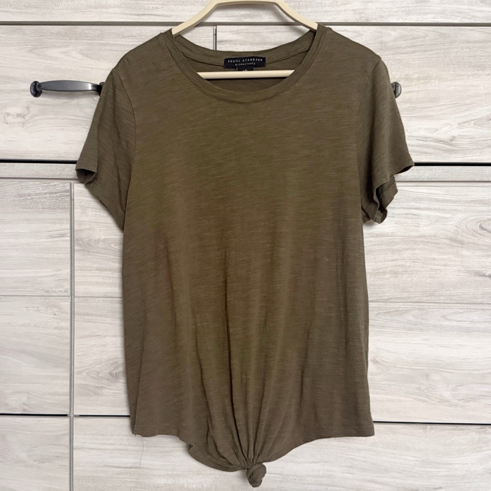 Social Standard by Sanctuary Slub Knit Knotted T-Shirt Green Size Large